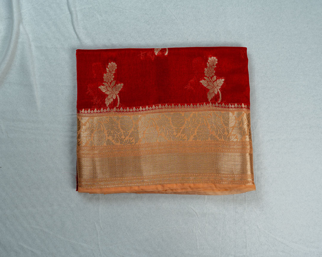 Red Banarasi Viscose Silk Saree