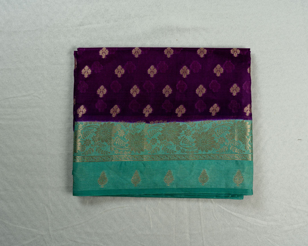 Wine Banarasi Dupion Saree