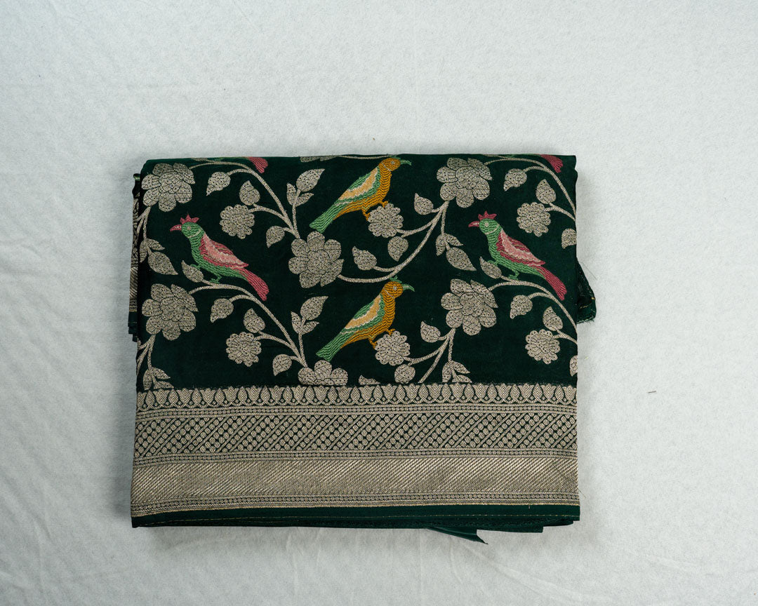 Dark Green Banarasi Mashru Saree