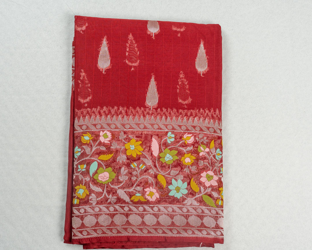 Maroon Banarasi Tussar Silk Saree