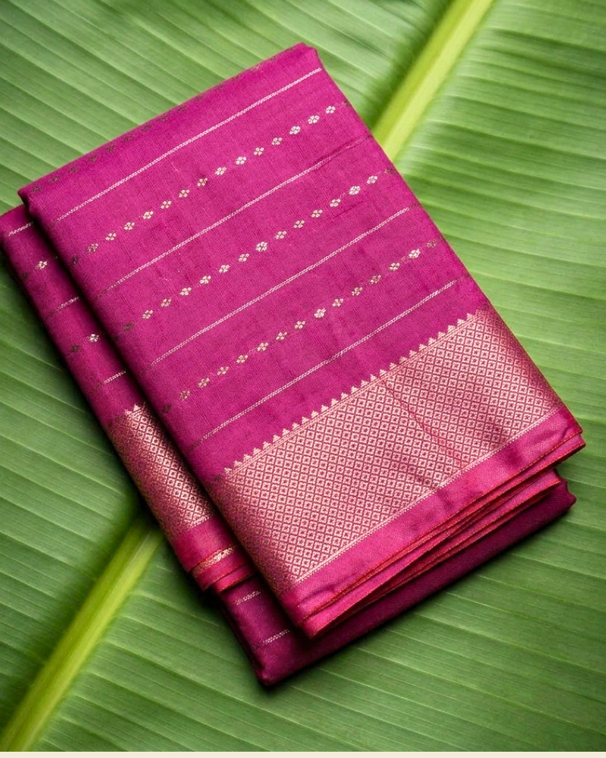 Pink Banarasi Maheswari Saree