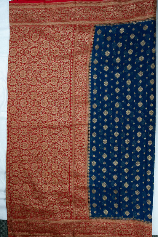 Blue Banarasi Georgette Saree