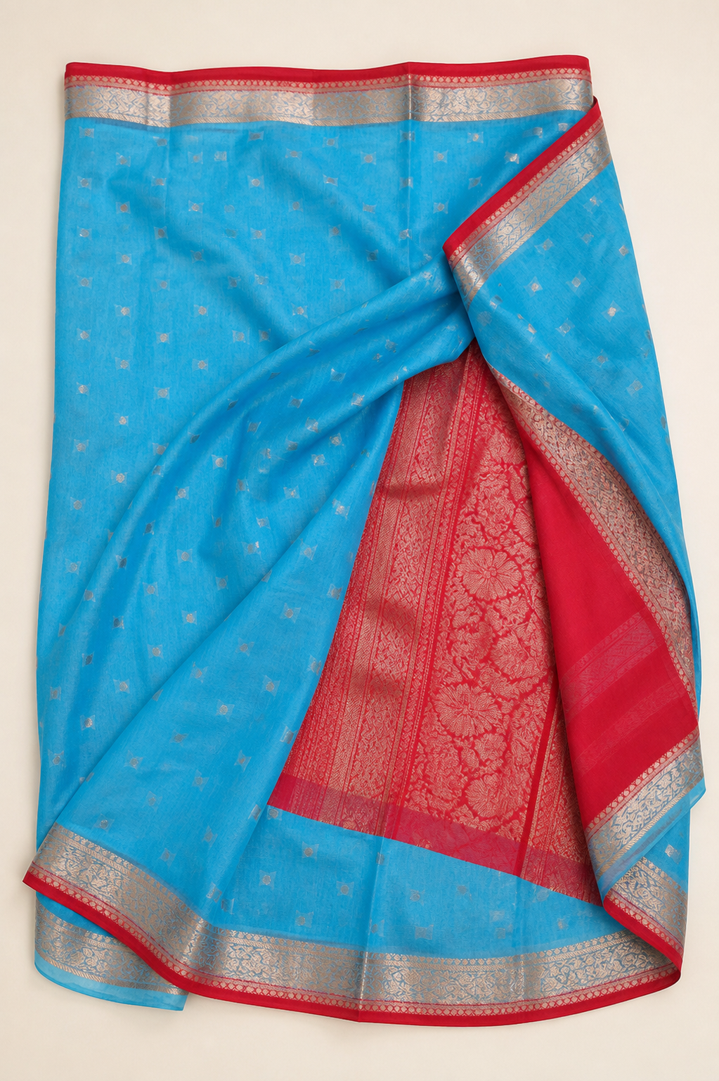 Pink Banarasi Tussar Silk Saree – pallu view