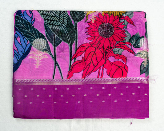 Pink Banarasi Linen Saree