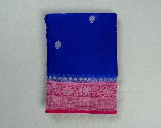 Royal Blue Banarasi Chiffon Saree