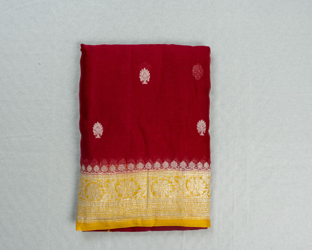 Red Banarasi Chiffon Saree