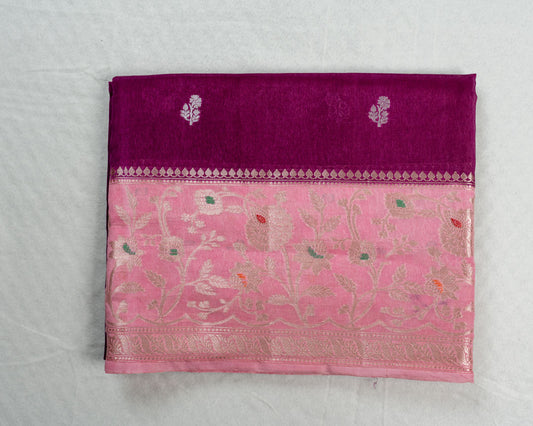 Purple Banarasi Tussar Silk Saree