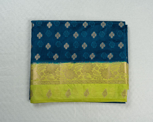 German Blue Banarasi Dupion Saree