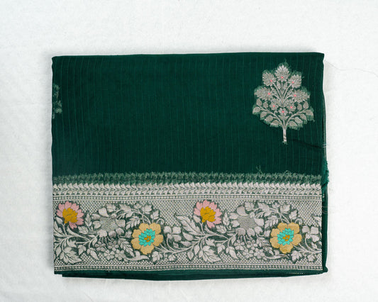 Green Banarasi Tussar Silk Saree
