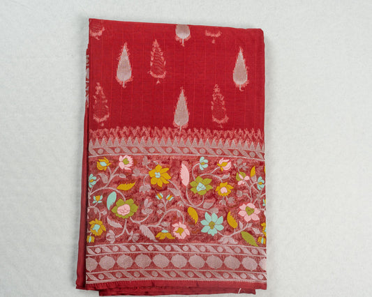 Maroon Banarasi Tussar Silk Saree