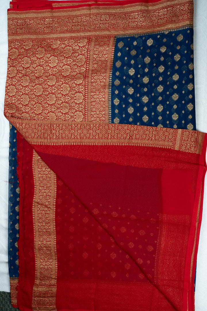 Blue Banarasi Georgette Saree