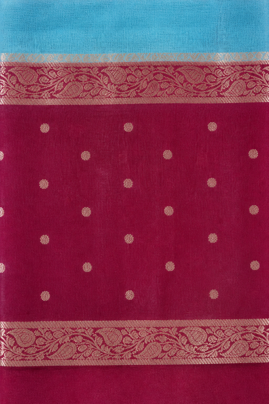 Blue Banarasi Tussar Silk Saree – border view