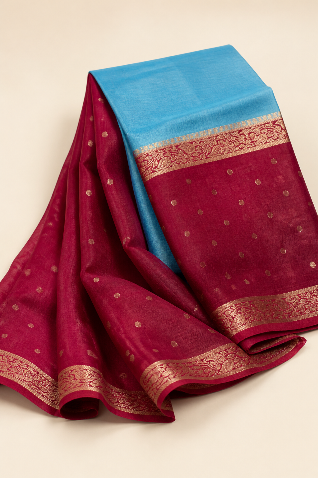 Blue Banarasi Tussar Silk Saree – hero view