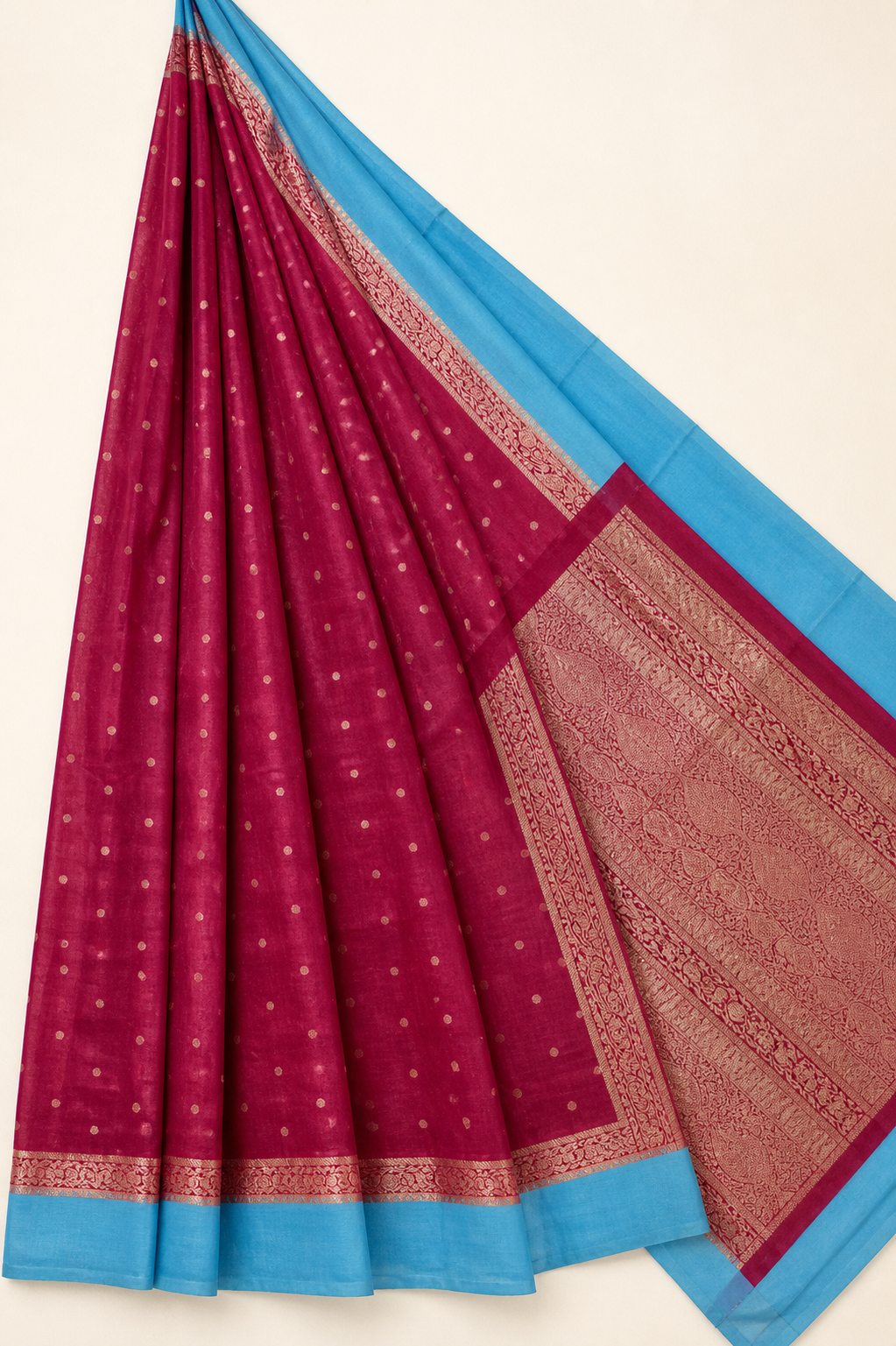 Blue Banarasi Tussar Silk Saree – pallu view